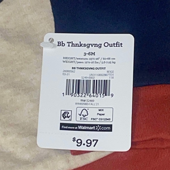 *SOLD on FB Infant size 3-6 months CELEBRATE! brand Thanksgiving shirt bib set - Picture 5 of 5